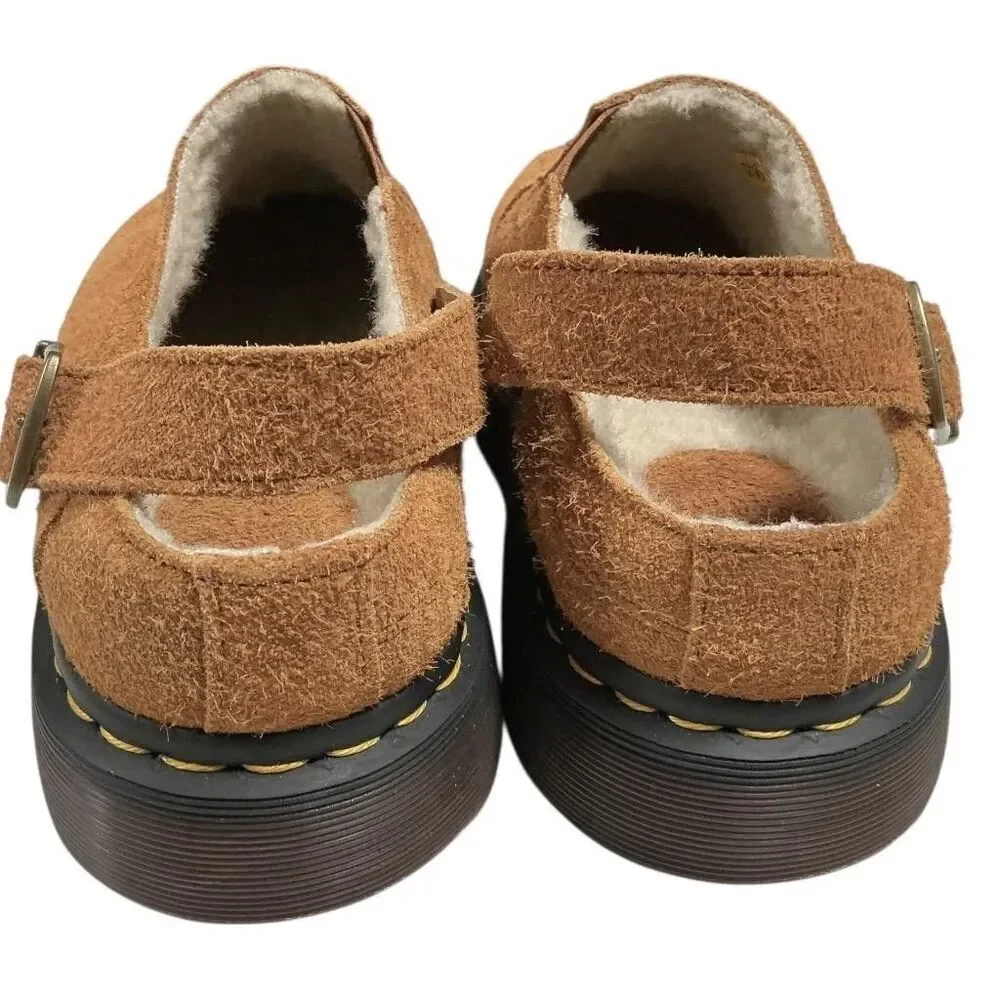 Dr Martens Shoes Mens 13 Brown Isham Faux Shearling Lined Suede Mules NEW